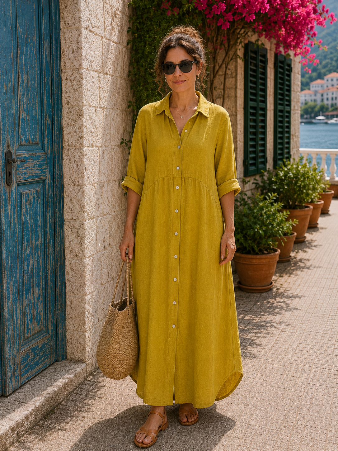Monaco Linen Shirt Dress
