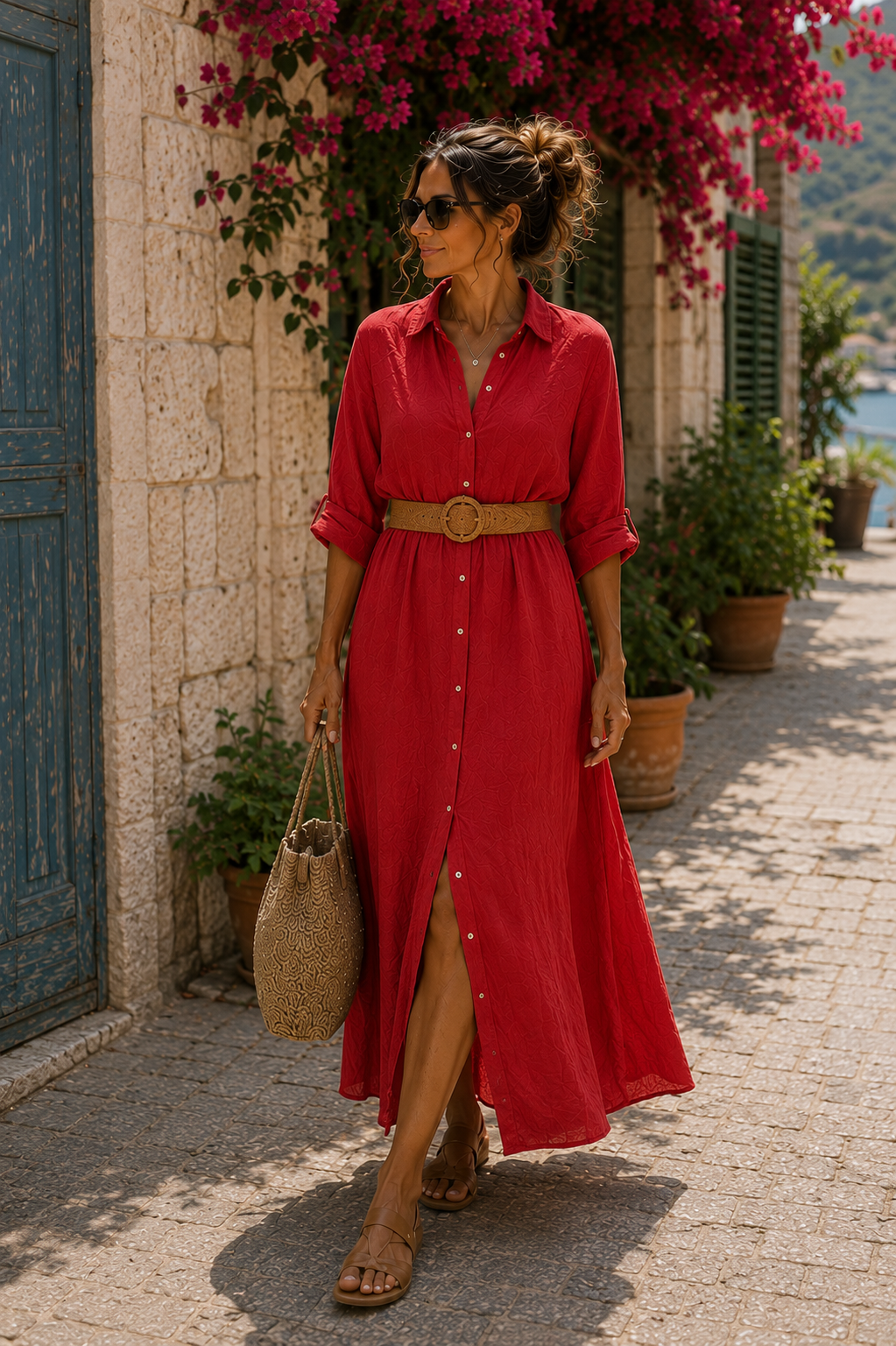 Monaco Linen Shirt Dress