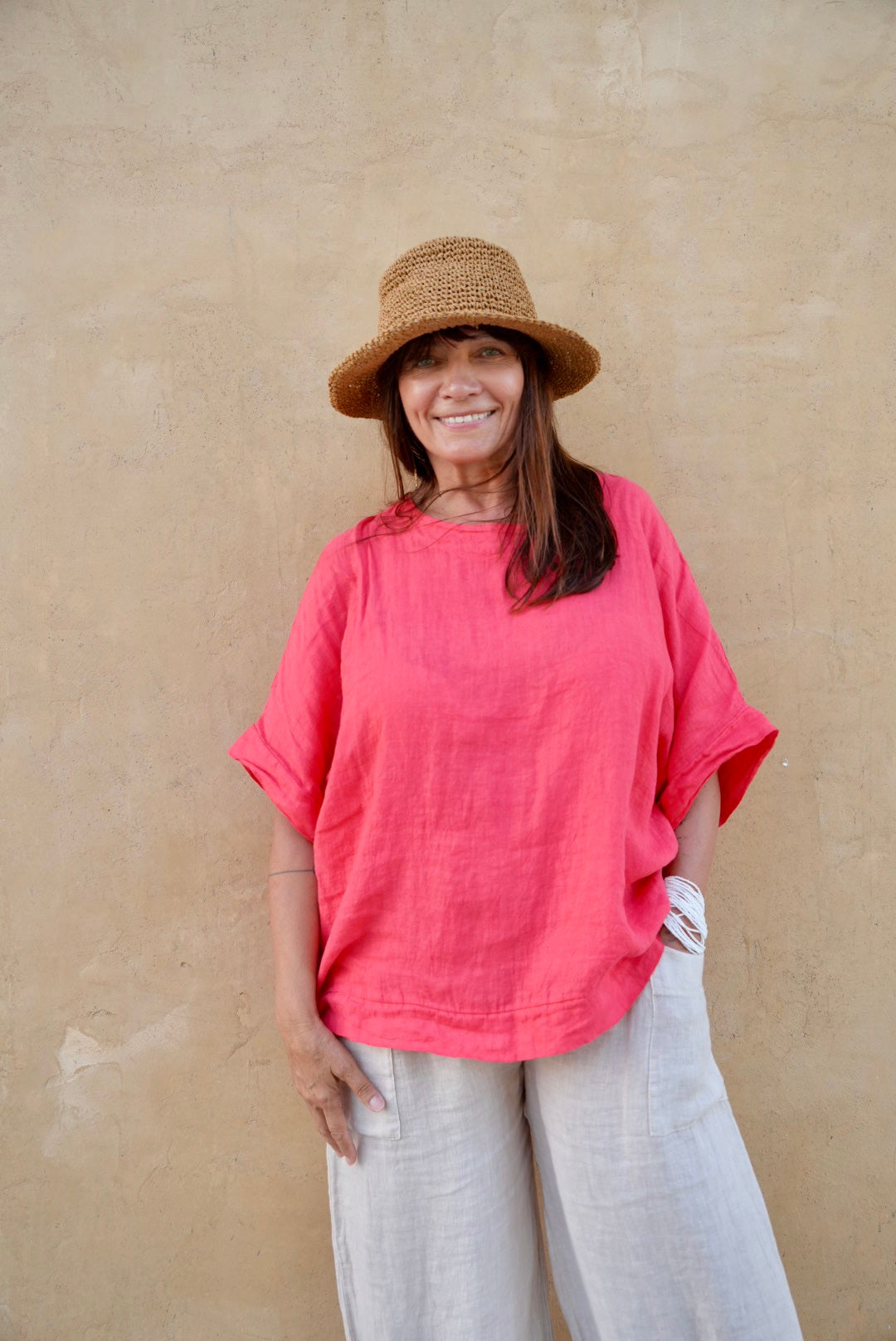 Florence Linen Tie-Back Top