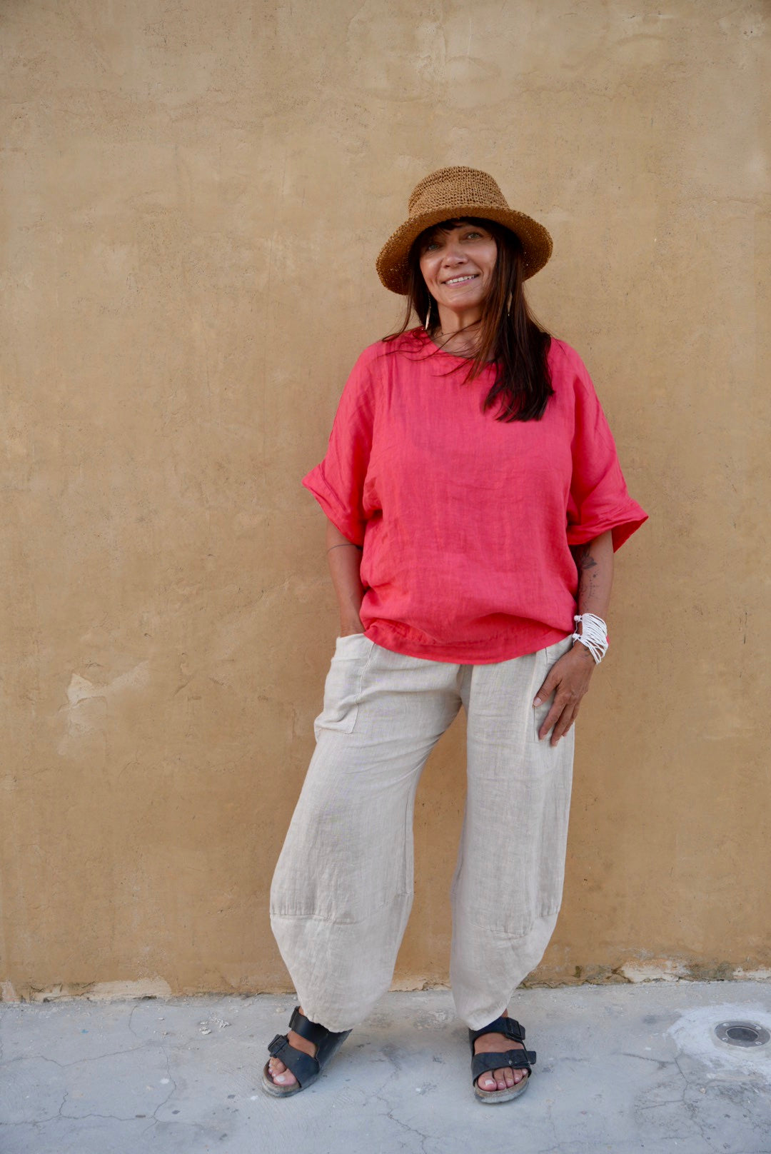 Florence Linen Tie-Back Top
