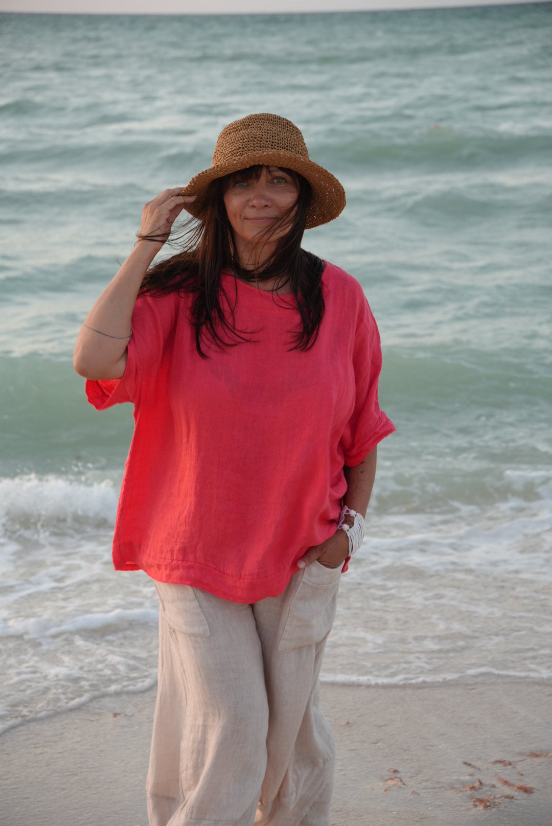 Florence Linen Tie-Back Top