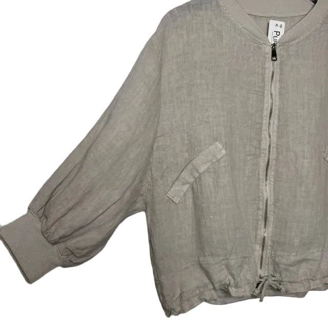 Florence Linen Zip Up Jacket