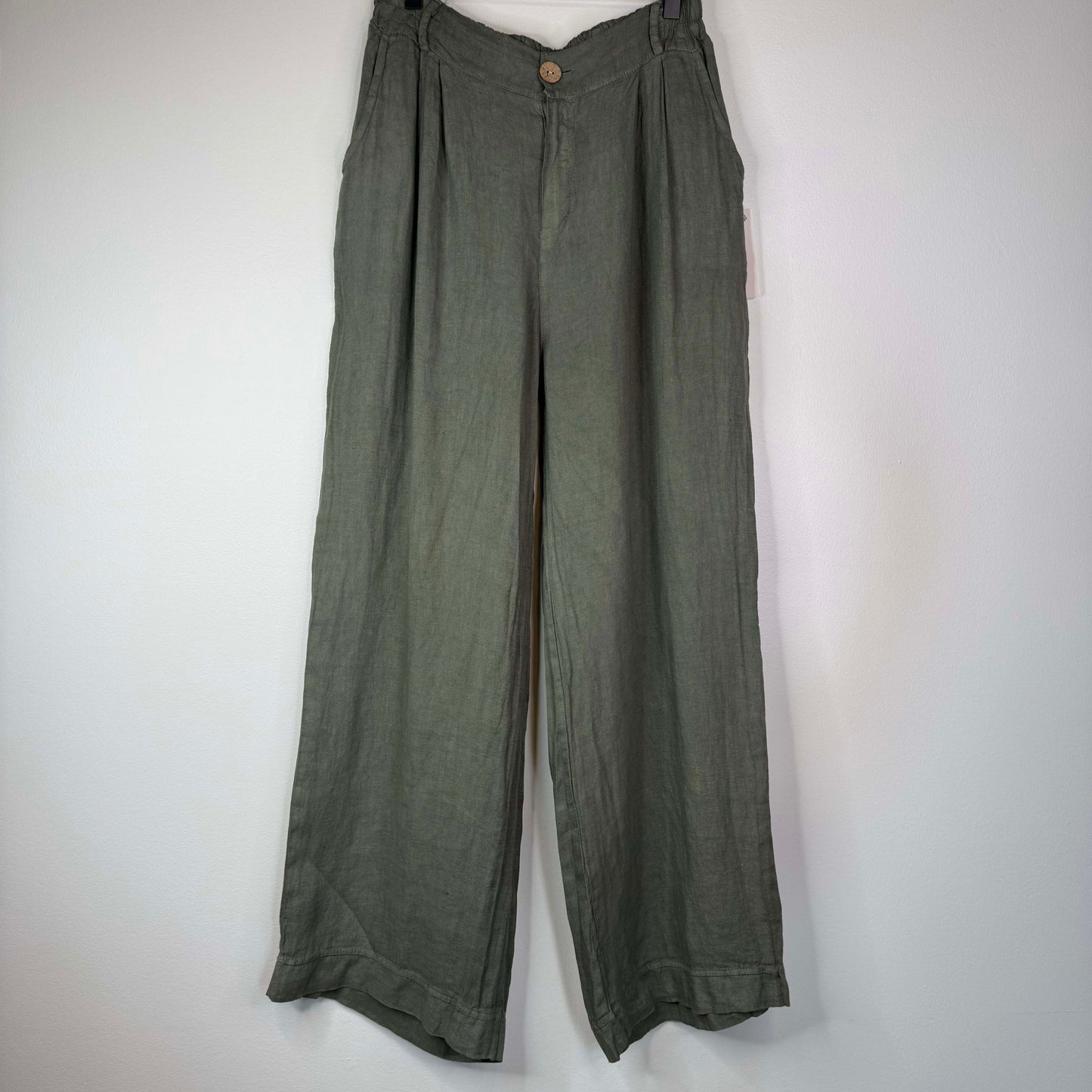 Venice Linen Pants in Olive Green