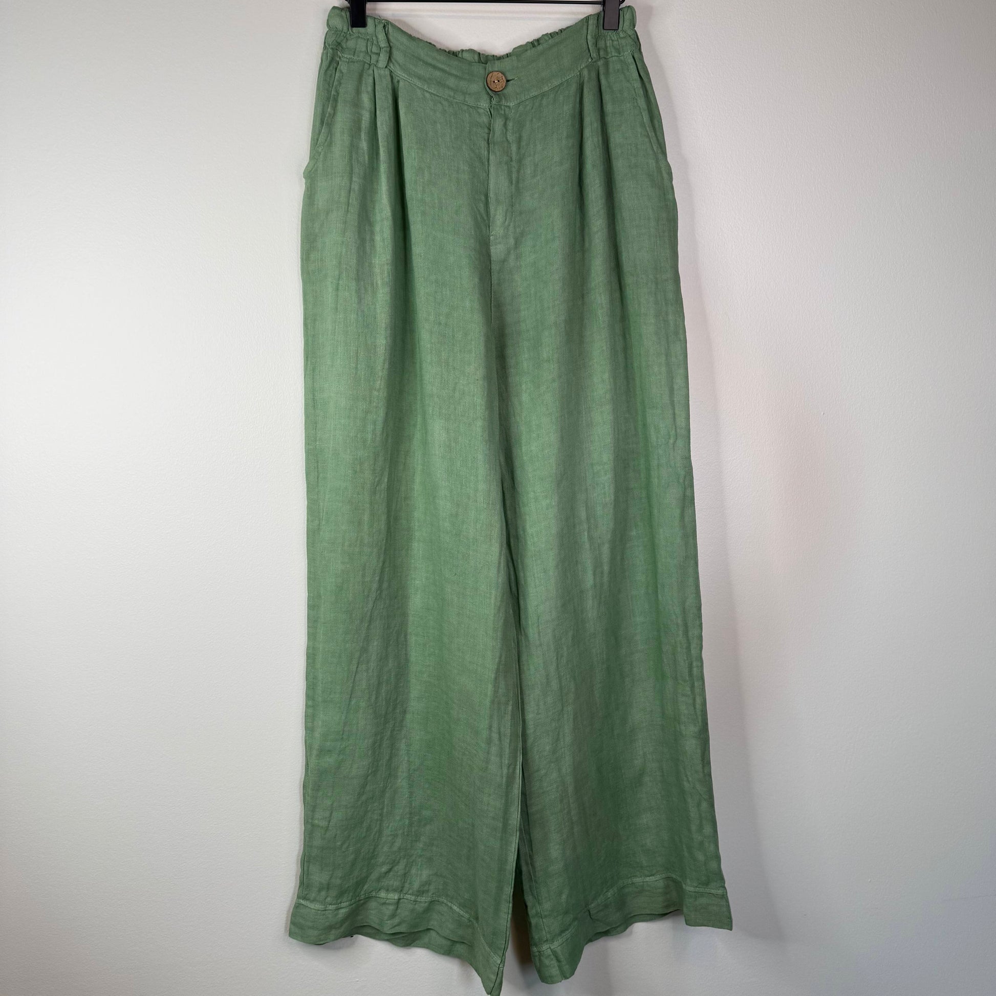 Venice Linen Pants in Sage Green