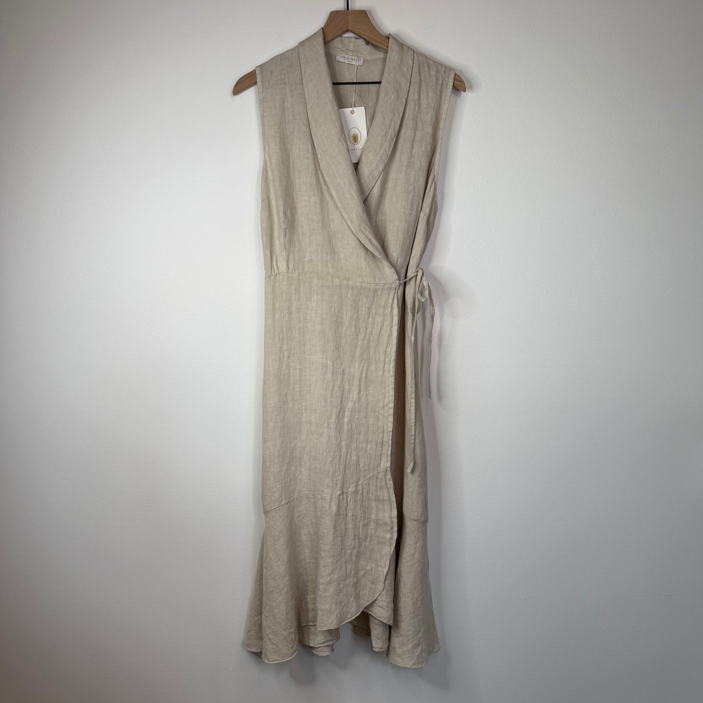 Sleeveless Linen Wrap Dress