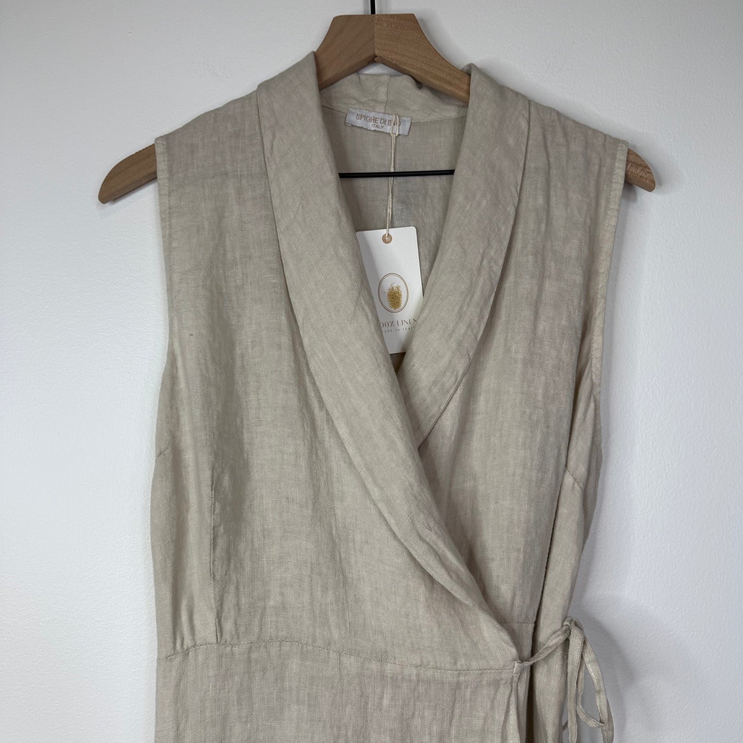 Sleeveless Linen Wrap Dress