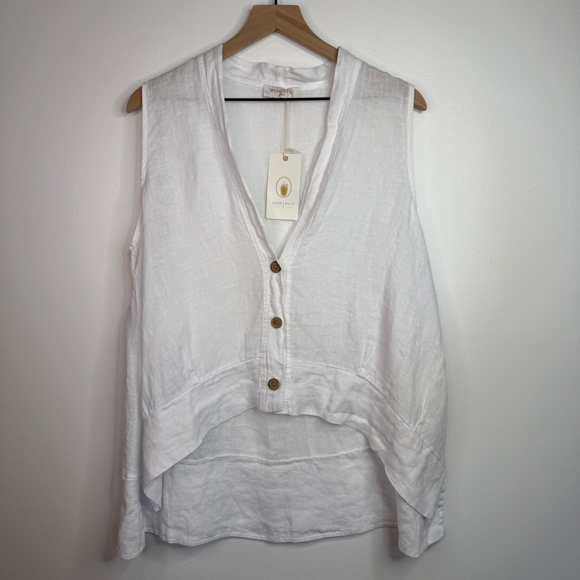 Oversized Linen Vest in white