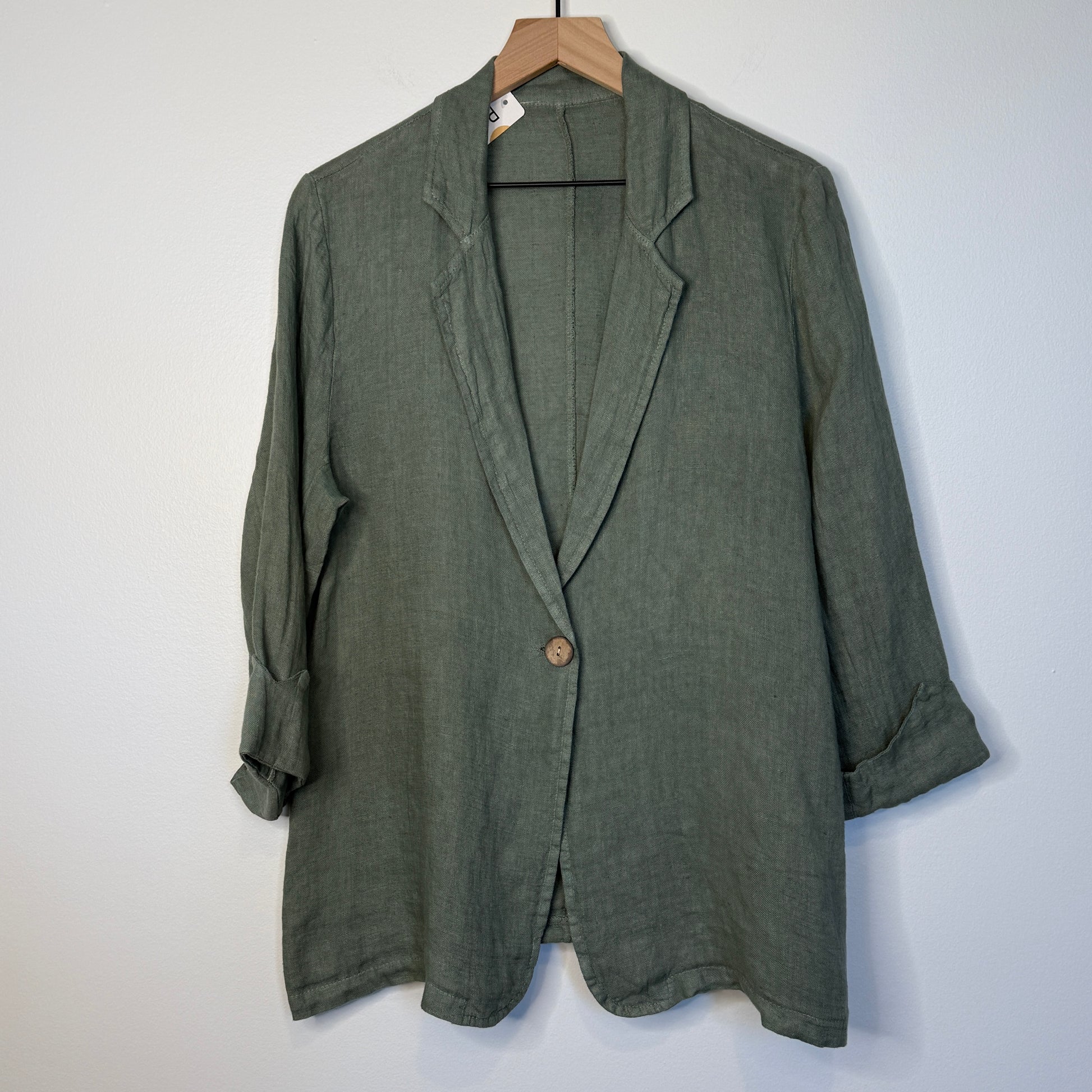 Amalfi Oversized Linen Blazer - Olive Green