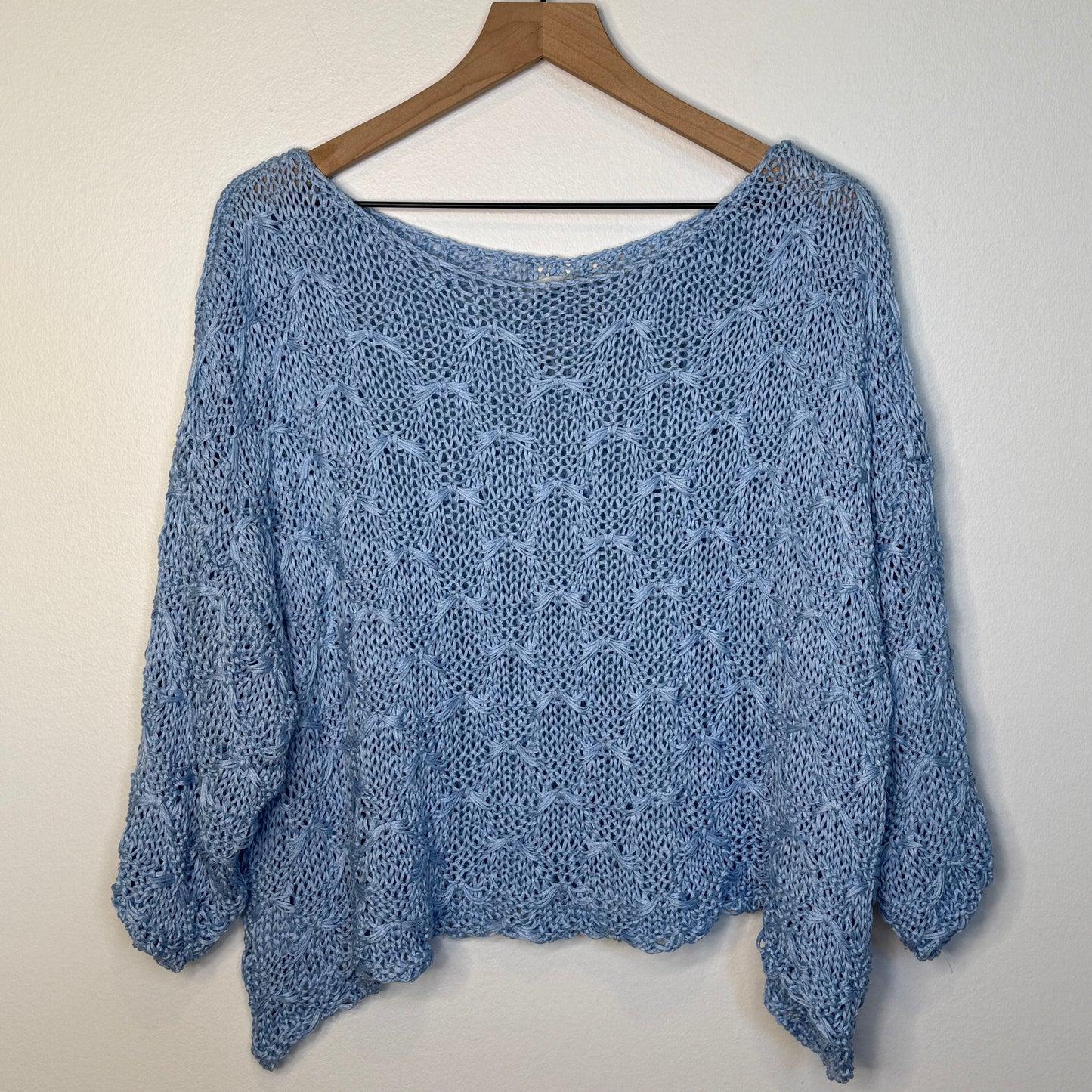 Toscana Textured Cotton Knit Top - Baby Blue