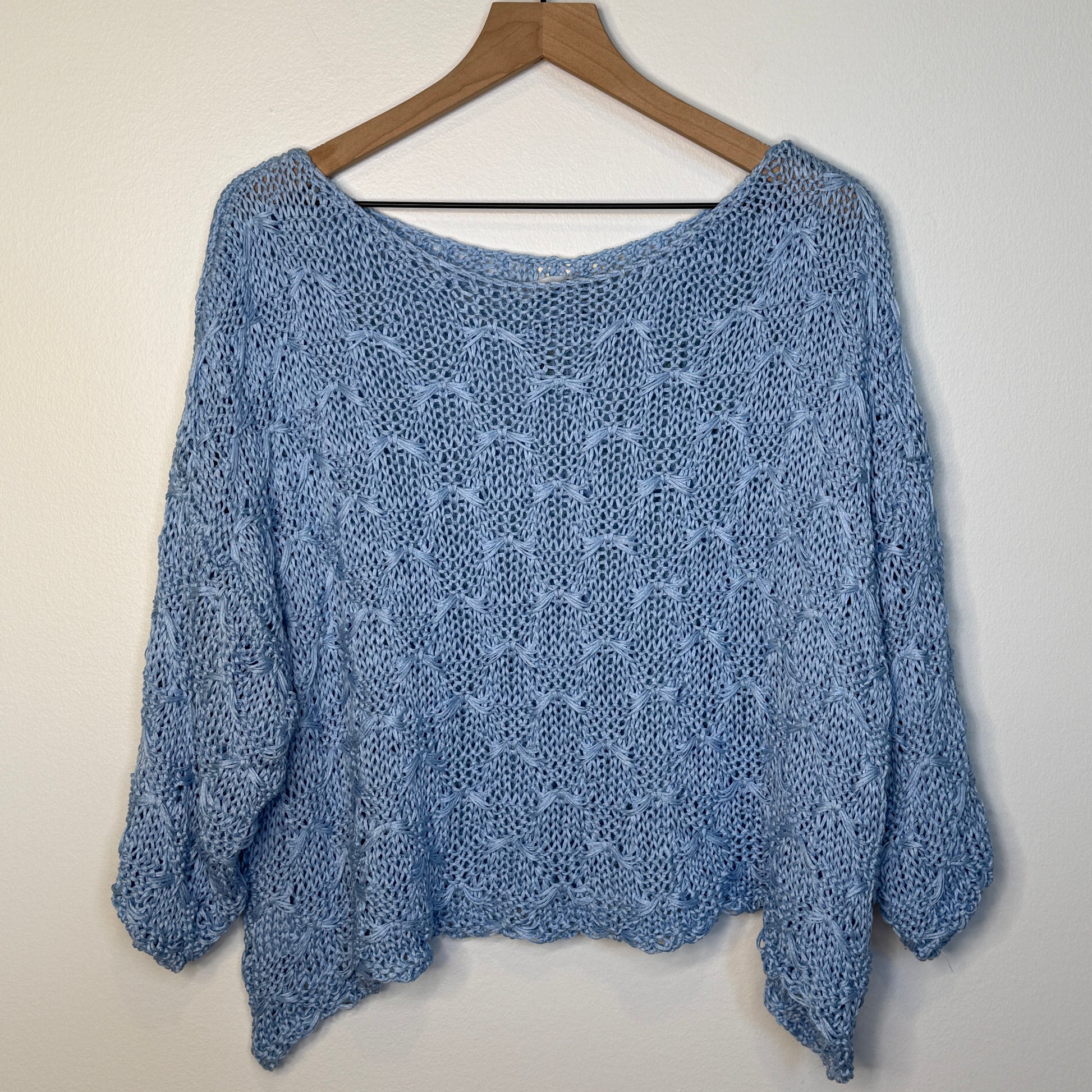 Toscana Textured Cotton Knit Top - Baby Blue