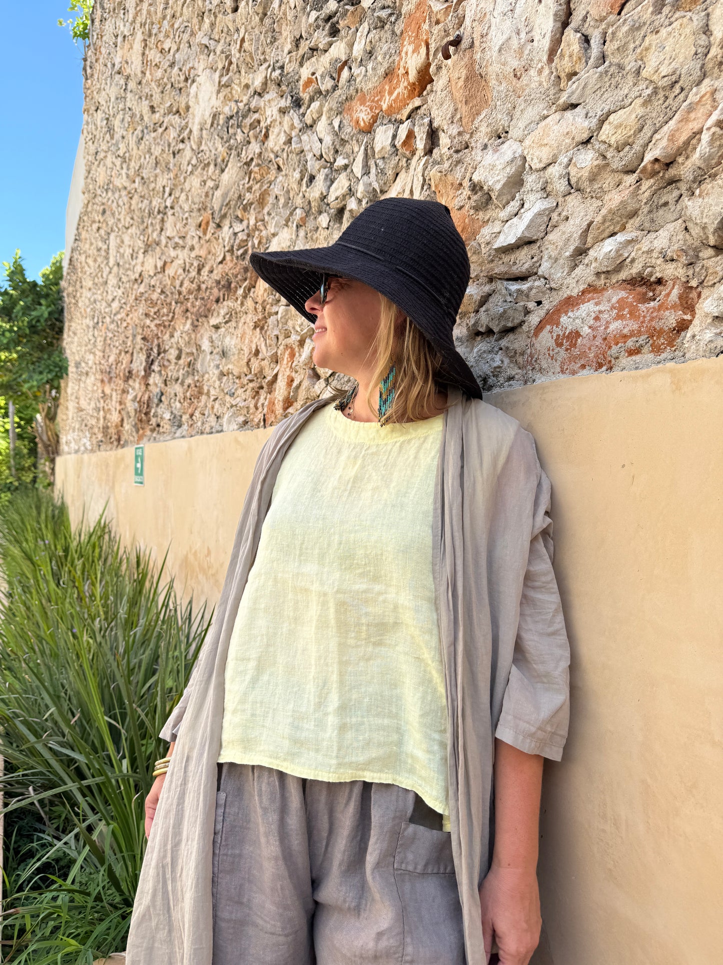 Florence Linen Sleeveless Top with Back Bow