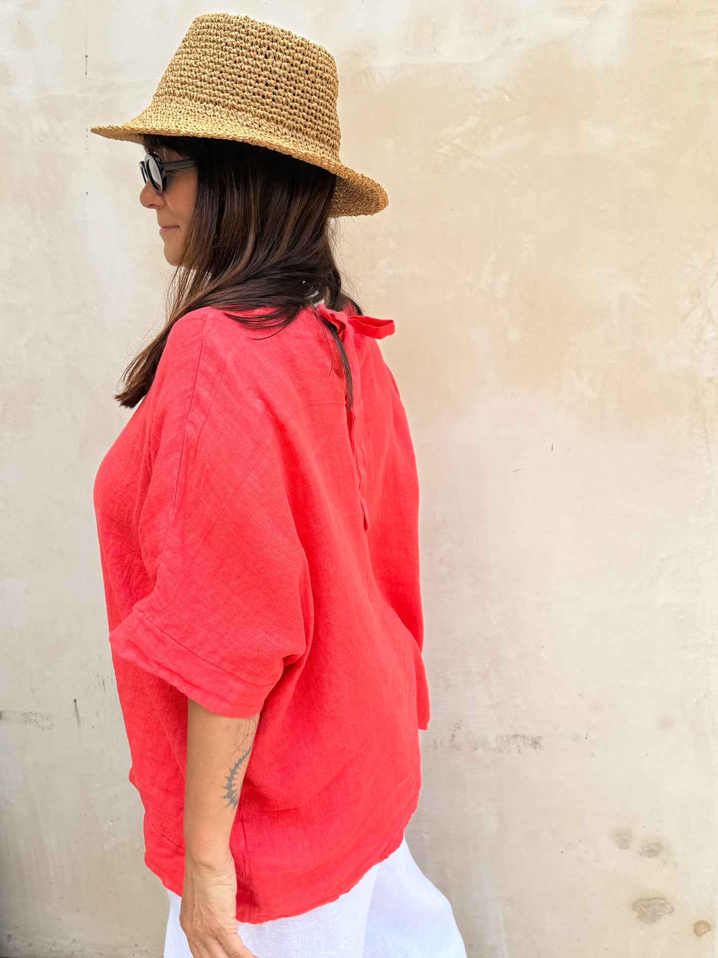 Florence Linen Tie-Back Top