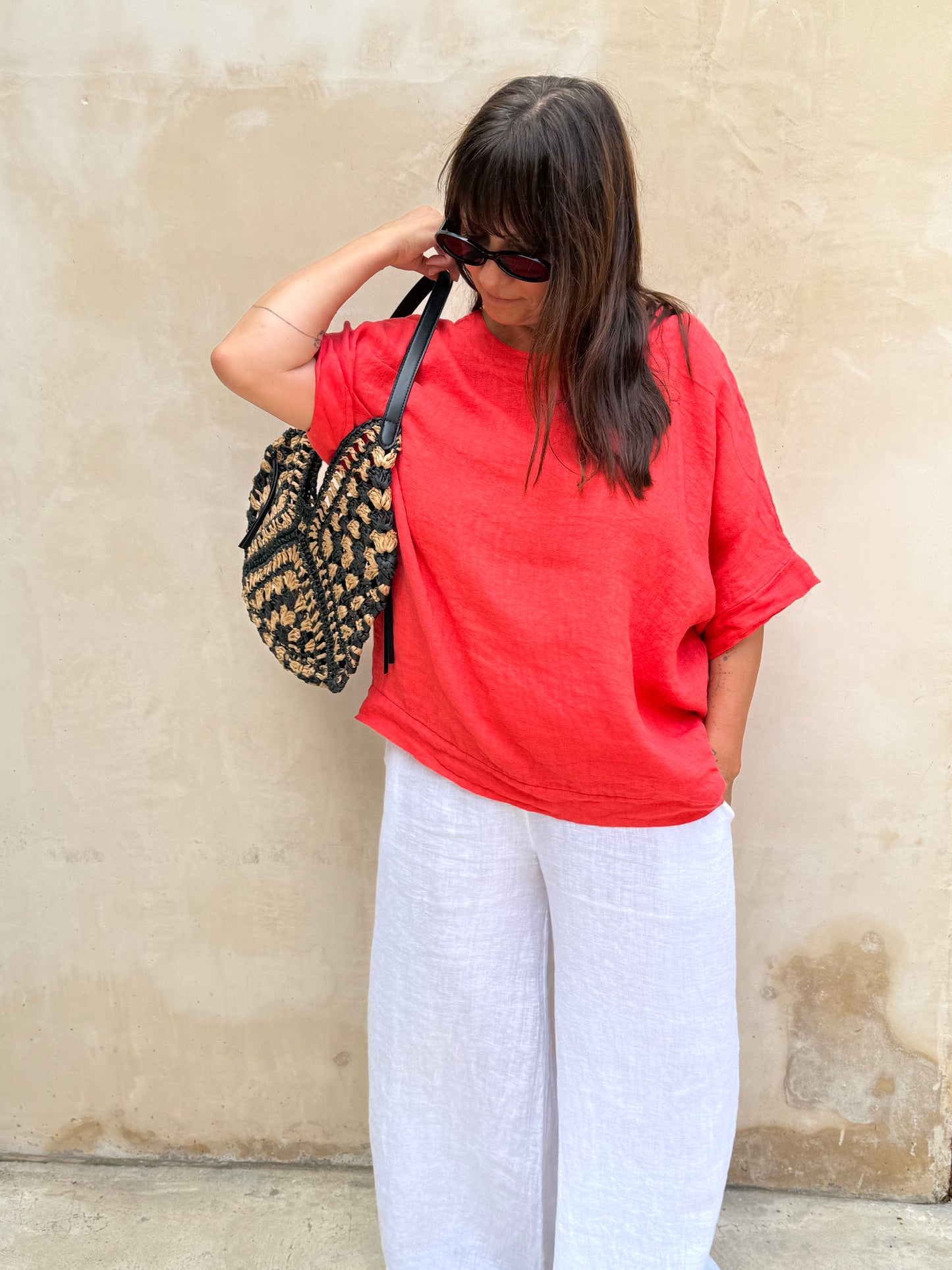 Florence Linen Tie-Back Top