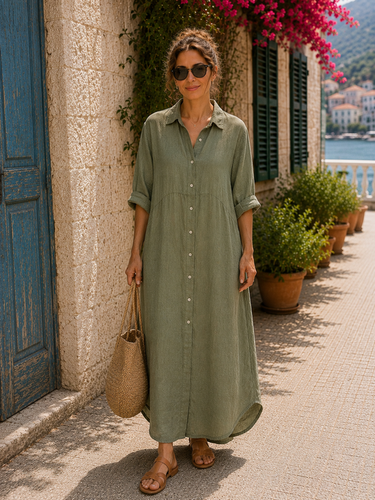 Monaco Linen Shirt Dress