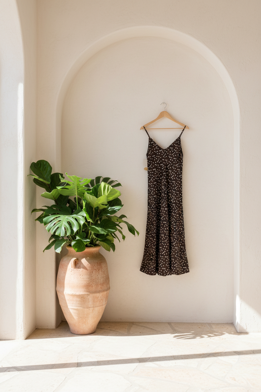 Polka Dot Linen Dress lifestyle shot