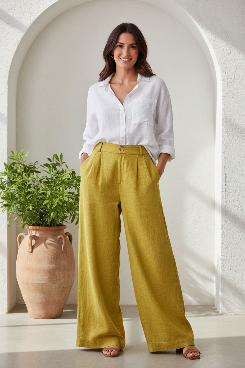 Venice Linen Pants - Mustard